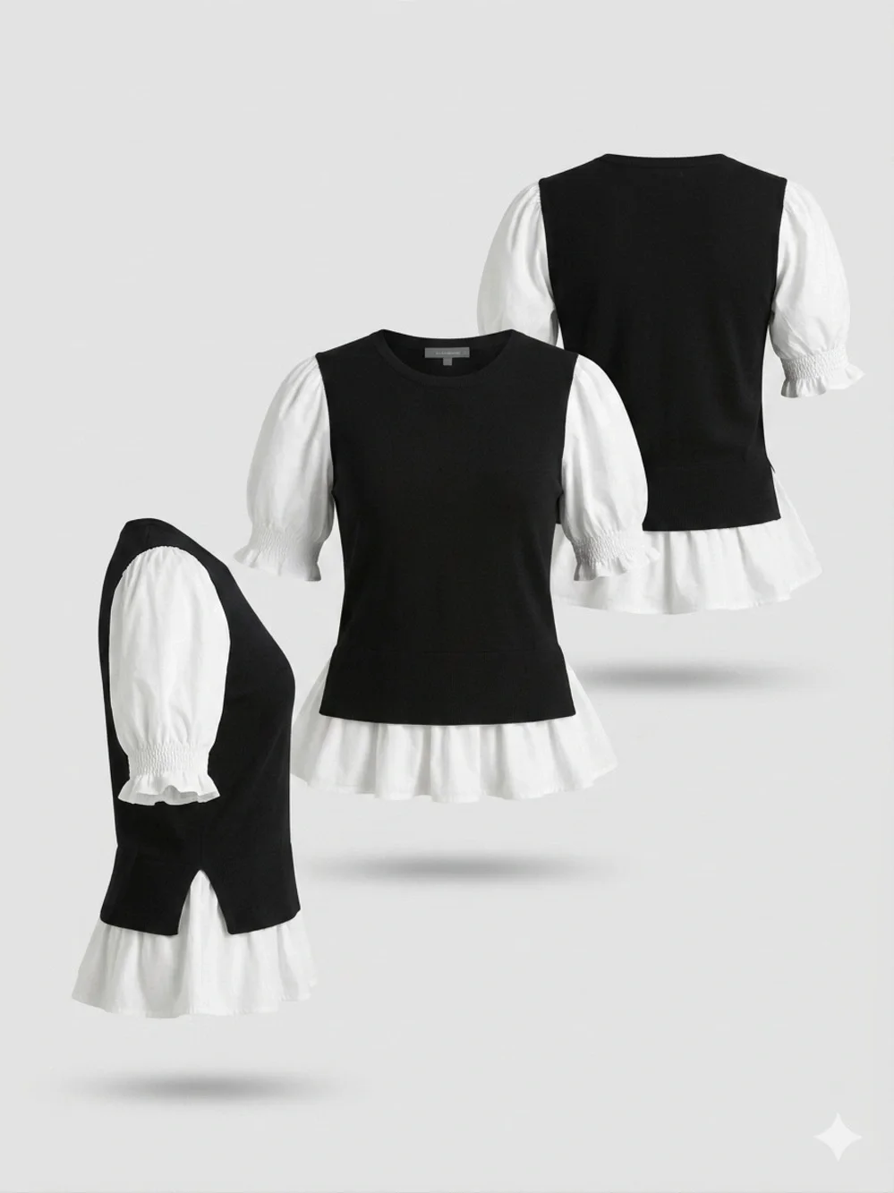 Anthropologie White And Black Knit Top